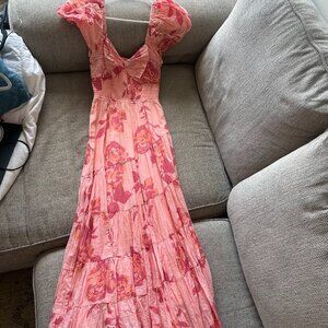 Short Sleeve Sundrenched Maxi Dress In Pinky Combo Free People